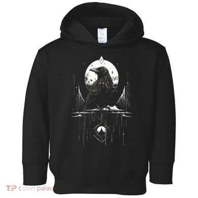 Raven Crow Dark Bird Witchcraft Omens Midnight Moon Night Mystic Folklore Magic Toddler Hoodie