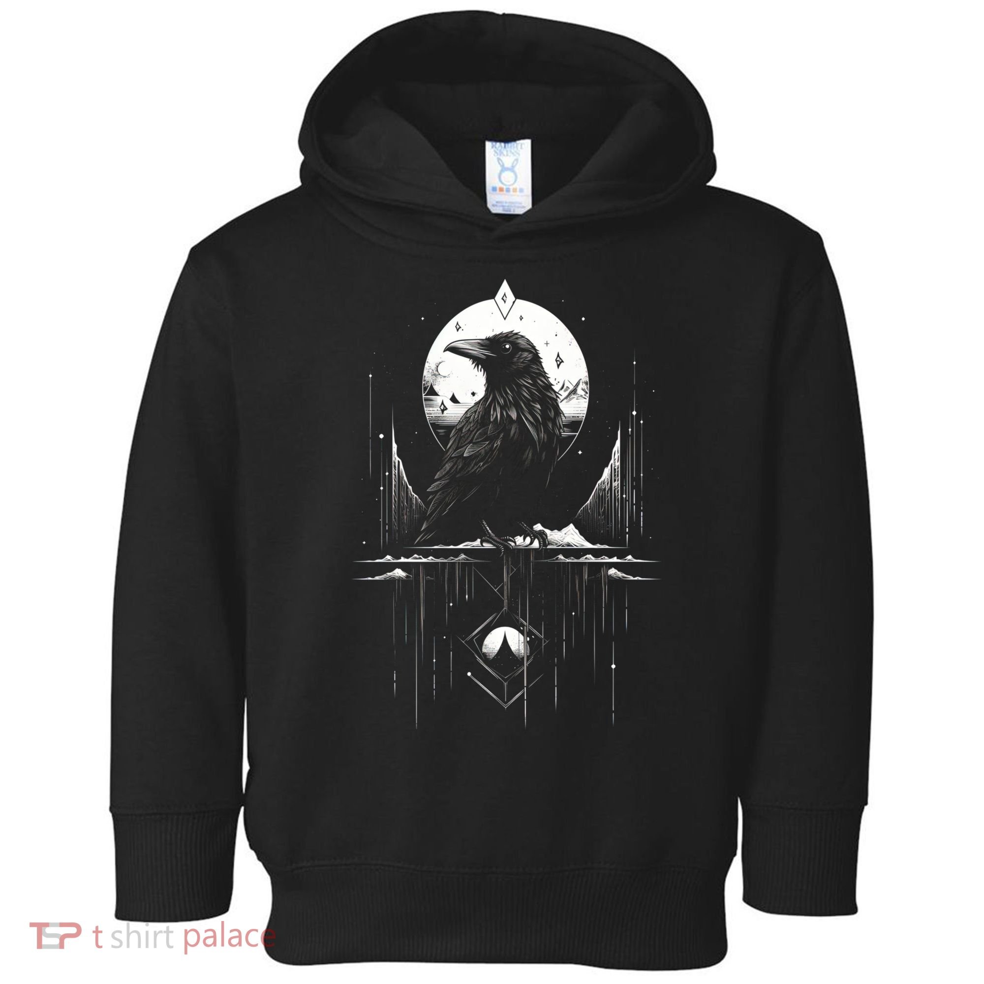 Raven Crow Dark Bird Witchcraft Omens Midnight Moon Night Mystic Folklore Magic Toddler Hoodie