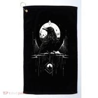 Raven Crow Dark Bird Witchcraft Omens Midnight Moon Night Mystic Folklore Magic Golf Towel thumb 0