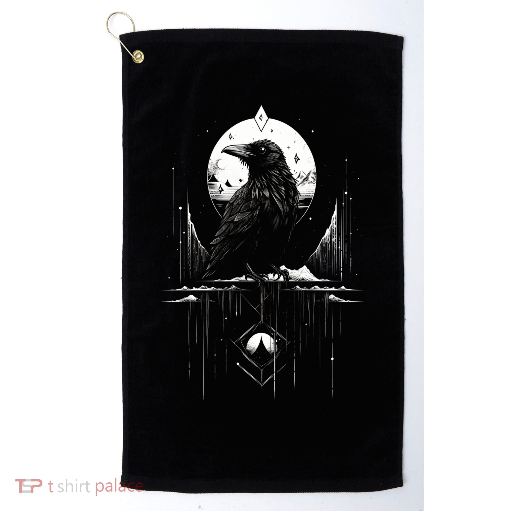 Raven Crow Dark Bird Witchcraft Omens Midnight Moon Night Mystic Folklore Magic Golf Towel
