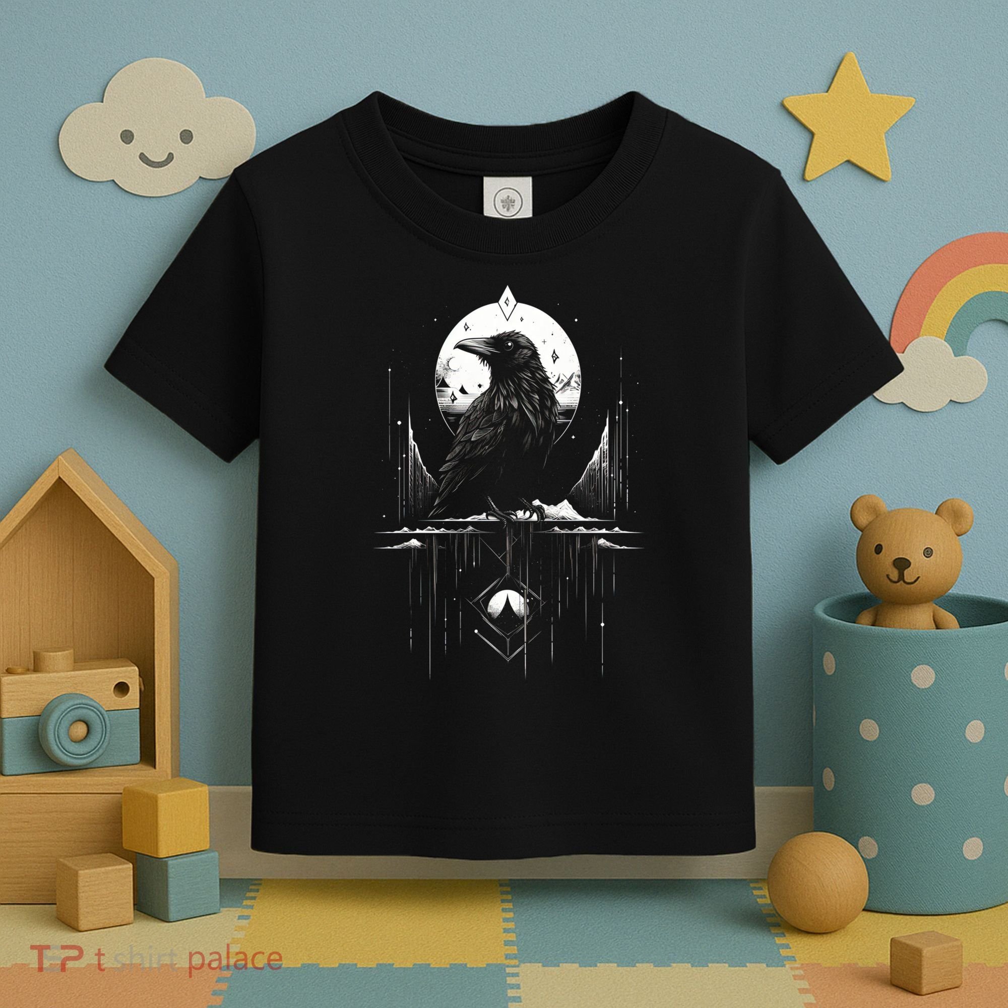 Raven Crow Dark Bird Witchcraft Omens Midnight Moon Night Mystic Folklore Magic Toddler T-Shirt