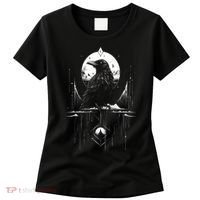 Raven Crow Dark Bird Witchcraft Omens Midnight Moon Night Mystic Folklore Magic Women's T-Shirt thumb 0