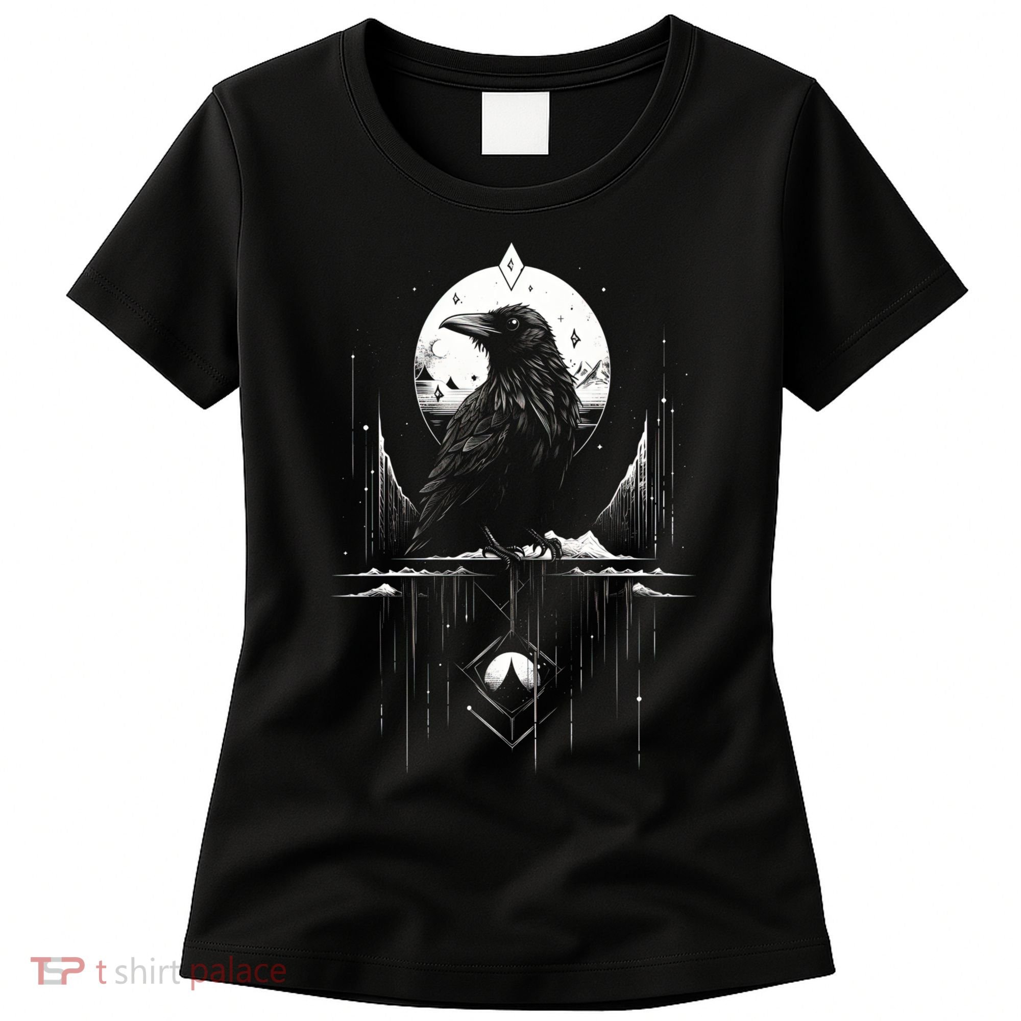 Raven Crow Dark Bird Witchcraft Omens Midnight Moon Night Mystic Folklore Magic Women's T-Shirt