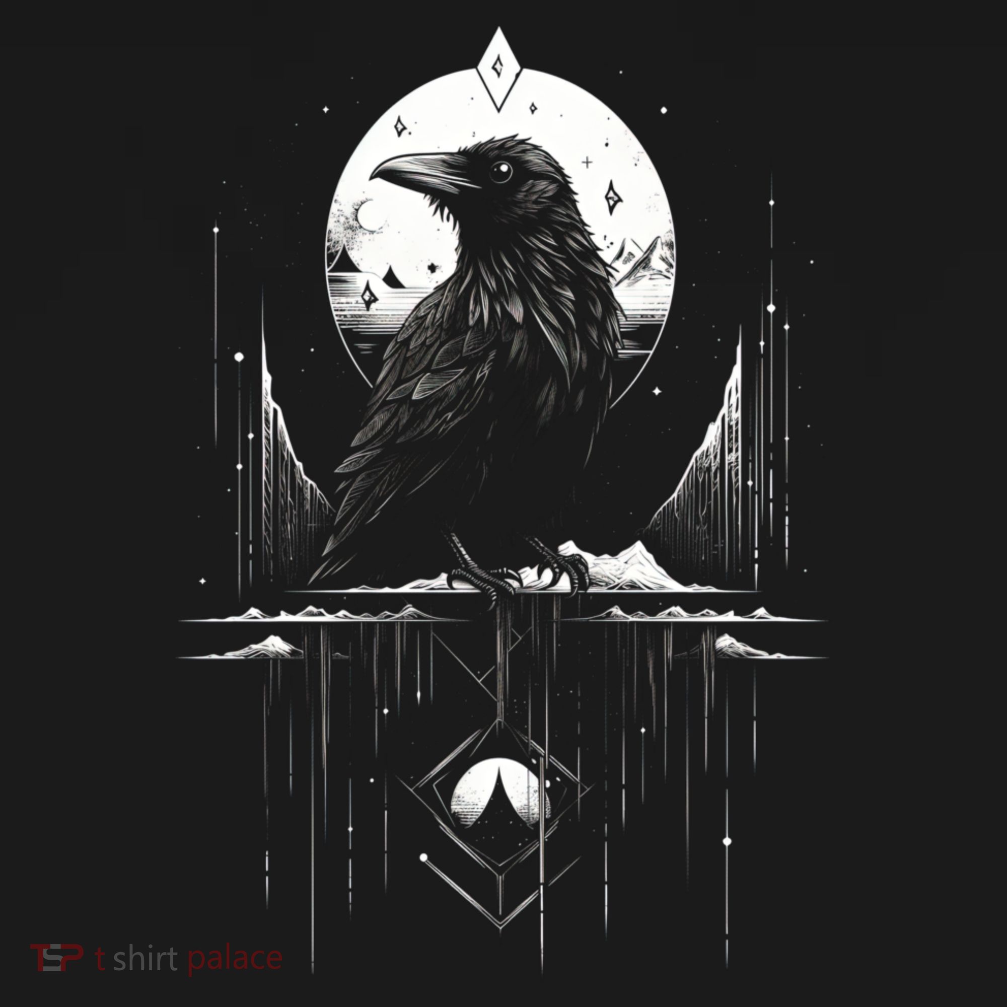 Raven Crow Dark Bird Witchcraft Omens Midnight Moon Night Mystic Folklore Magic Kids Long Sleeve Shirt