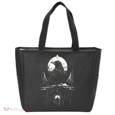 Raven Crow Dark Bird Witchcraft Omens Midnight Moon Night Mystic Folklore Magic Tote Bag