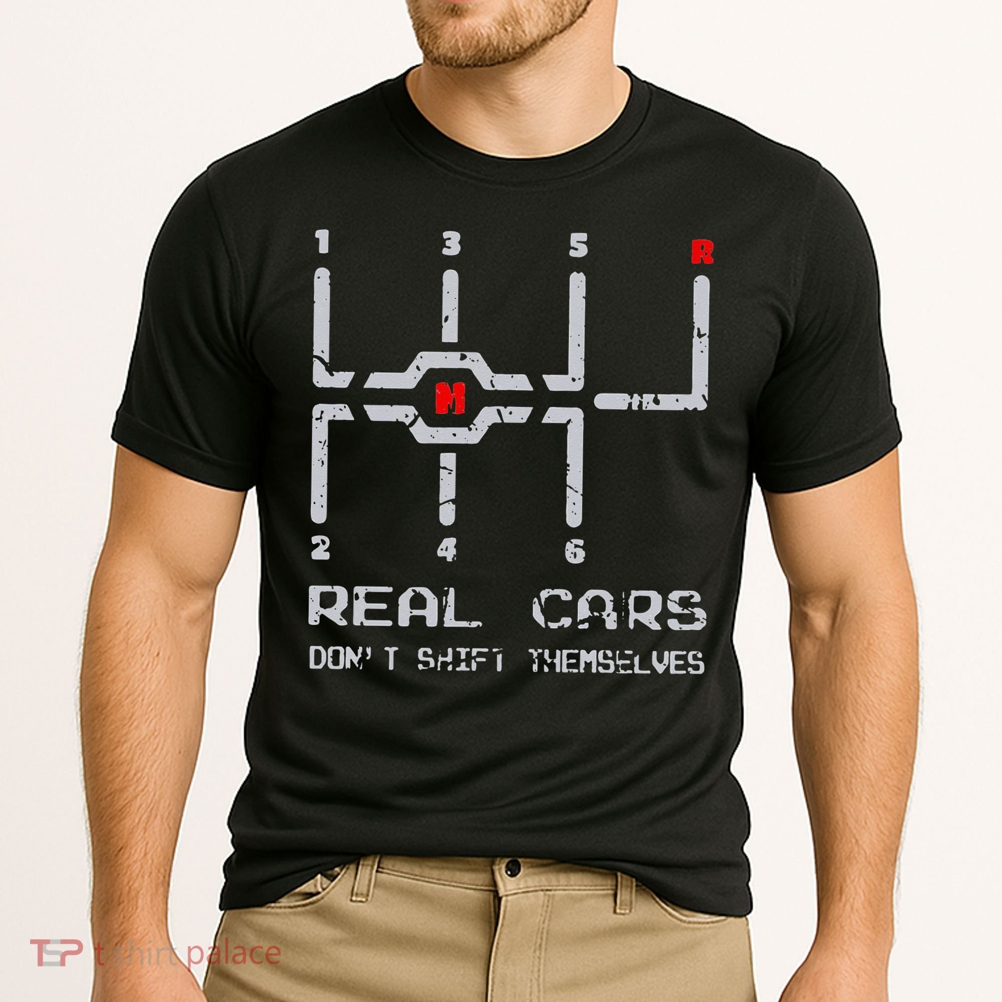 Real Cars Don't Shift Themselves Distressed Drifting Cooling Performance Crew T-Shirt