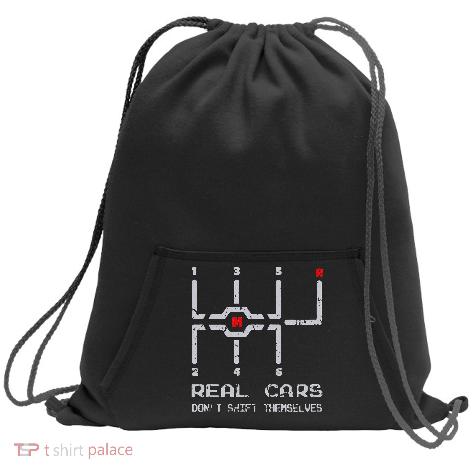 Real Cars Don't Shift Themselves Distressed Drifting Sweatshirt Cinch Pack Bag