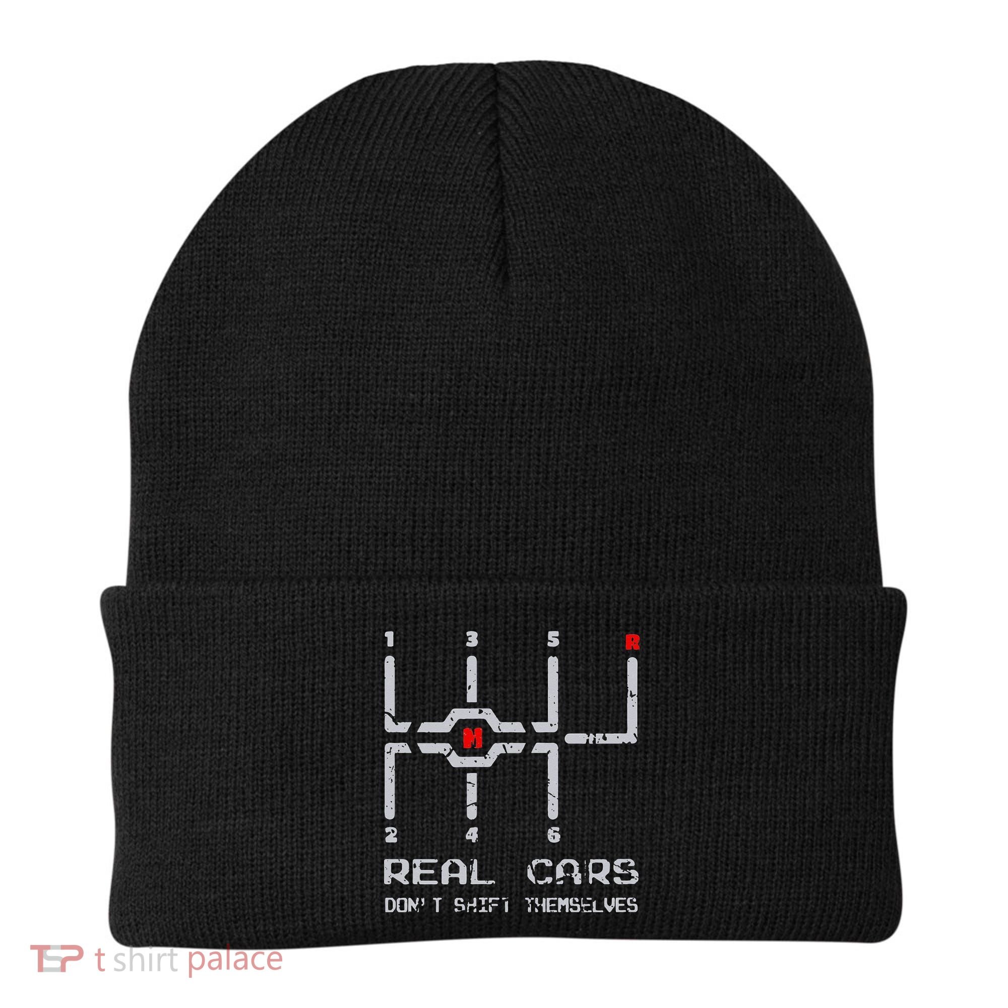 Real Cars Don't Shift Themselves Distressed Drifting Beanie