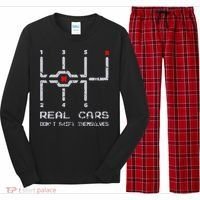 Real Cars Don't Shift Themselves Distressed Drifting Long Sleeve Pajama Set thumb 0
