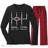 Real Cars Don't Shift Themselves Distressed Drifting Women's Long Sleeve Flannel Pajama Set  thumb 0