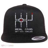 Real Cars Don't Shift Themselves Distressed Drifting Flat Bill Trucker Hat thumb 0