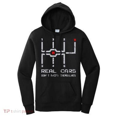 Real Cars Don't Shift Themselves Distressed Drifting Women's Hoodie