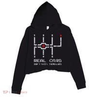 Real Cars Don't Shift Themselves Distressed Drifting Crop Fleece Hoodie thumb 0