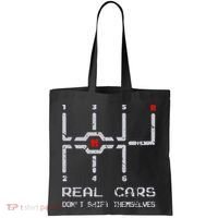 Real Cars Don't Shift Themselves Distressed Drifting Tote Bag thumb 0