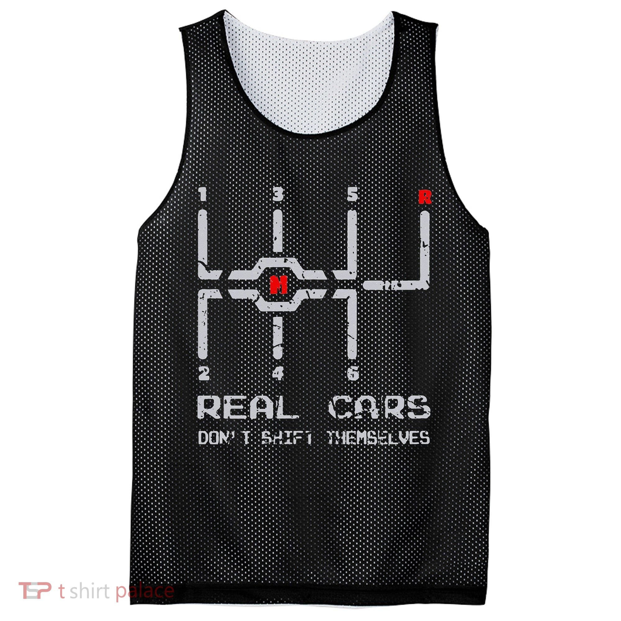 Real Cars Don't Shift Themselves Distressed Drifting Mesh Reversible Basketball Jersey Tank
