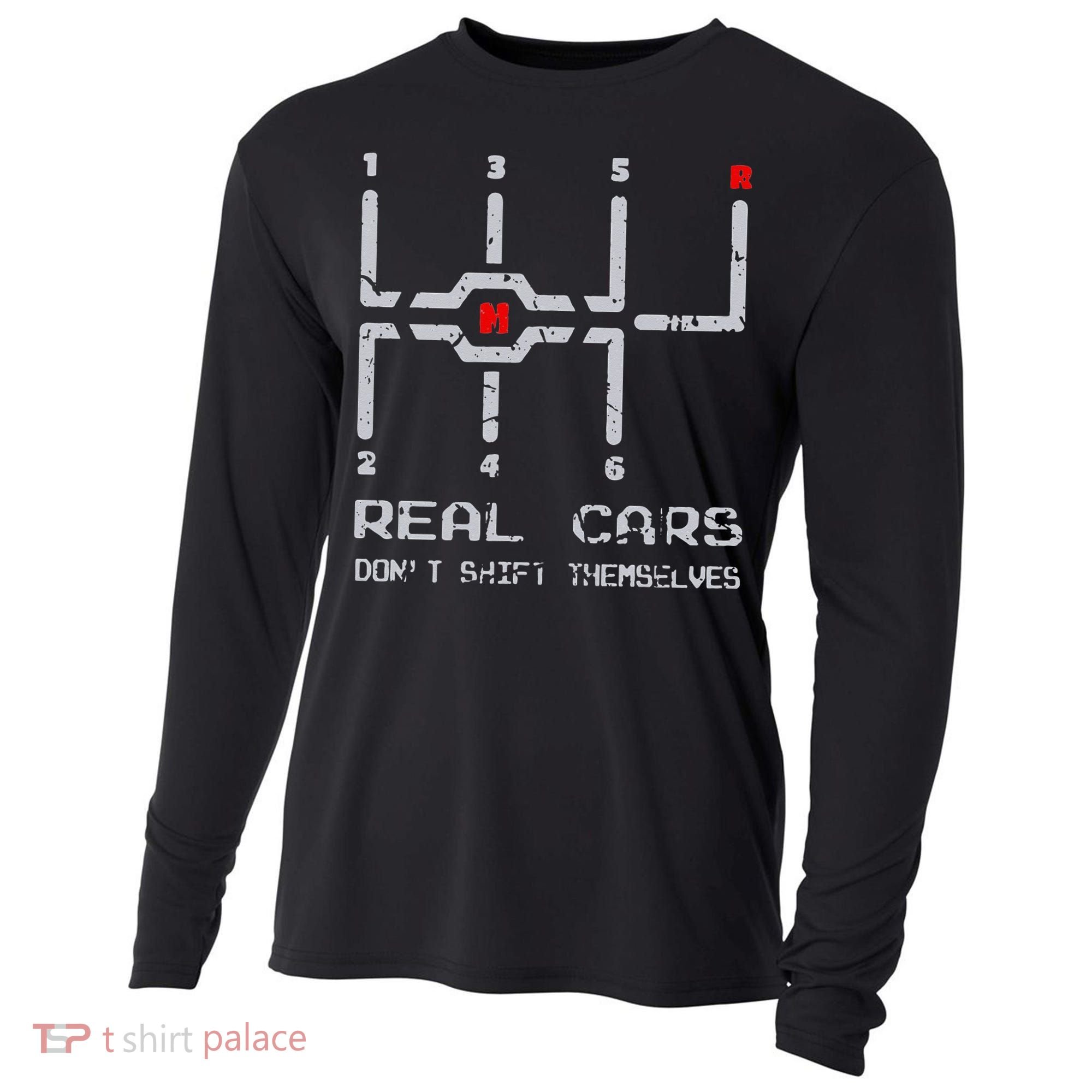 Real Cars Don't Shift Themselves Distressed Drifting Cooling Performance Long Sleeve Crew
