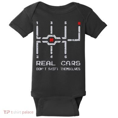 Real Cars Don't Shift Themselves Distressed Drifting Baby Bodysuit