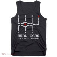 Real Cars Don't Shift Themselves Distressed Drifting Tank Top thumb 0
