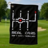 Real Cars Don't Shift Themselves Distressed Drifting Golf Towel thumb 1