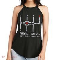 Real Cars Don't Shift Themselves Distressed Drifting Women's Perfect Tri Rocker Tank thumb 2