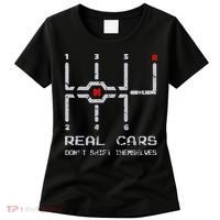 Real Cars Don't Shift Themselves Distressed Drifting Women's T-Shirt thumb 0