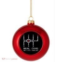 Real Cars Don't Shift Themselves Distressed Drifting Plastic Christmas Ball Ornament thumb 0