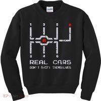 Real Cars Don't Shift Themselves Distressed Drifting Kids Sweatshirt thumb 0