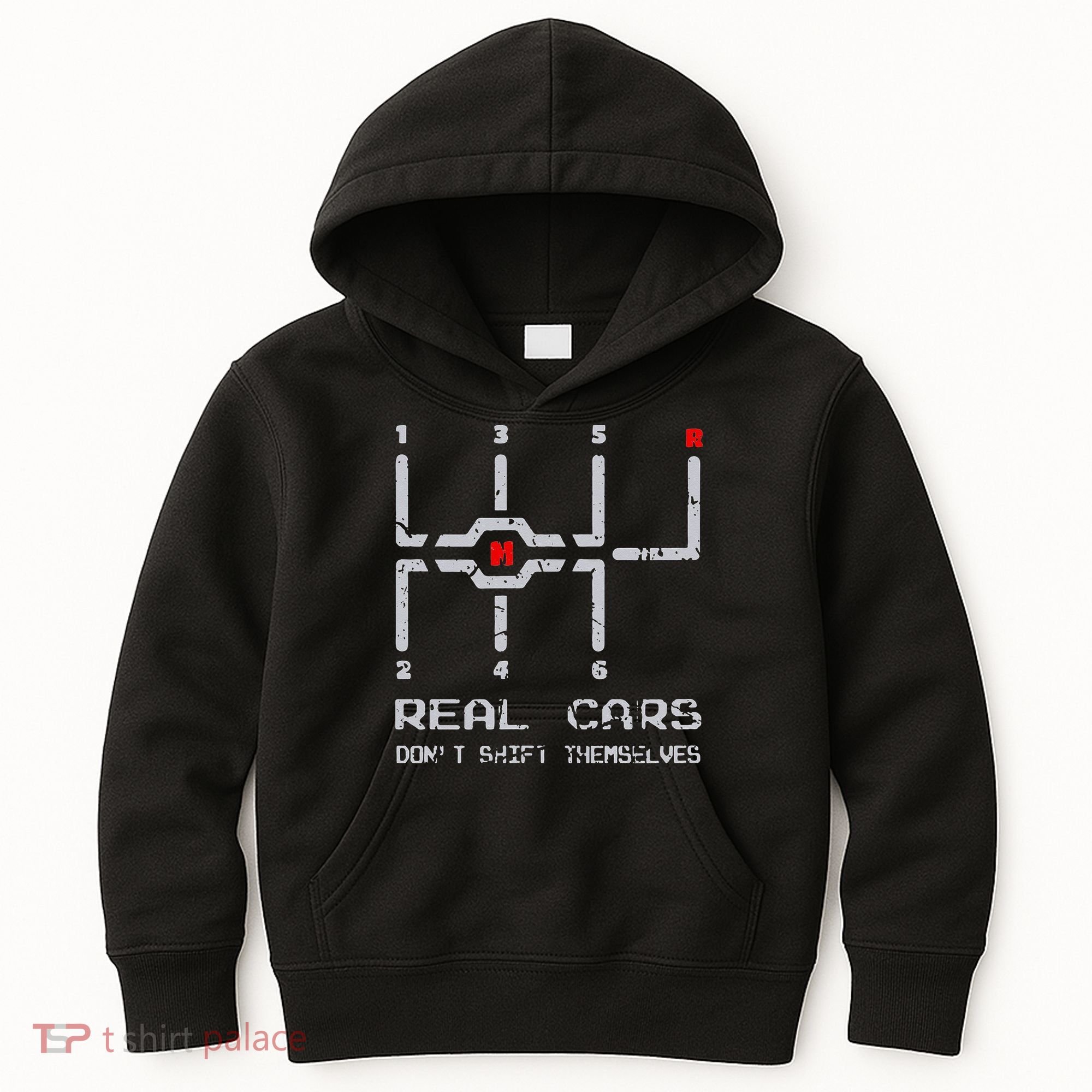 Real Cars Don't Shift Themselves Distressed Drifting Kids Hoodie