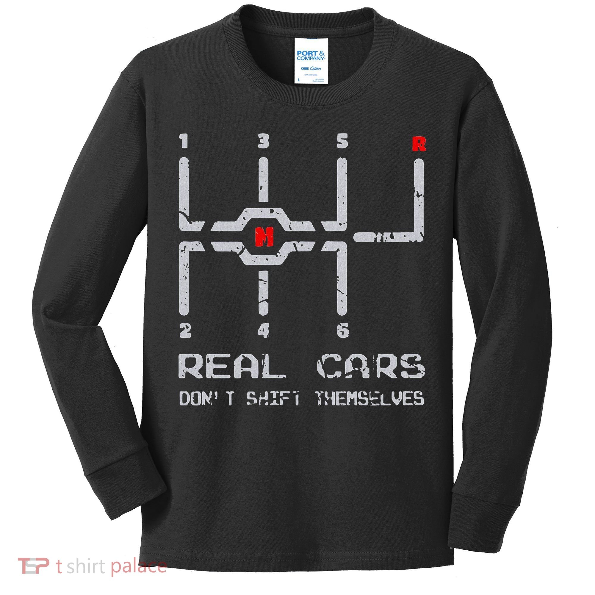Real Cars Don't Shift Themselves Distressed Drifting Kids Long Sleeve Shirt