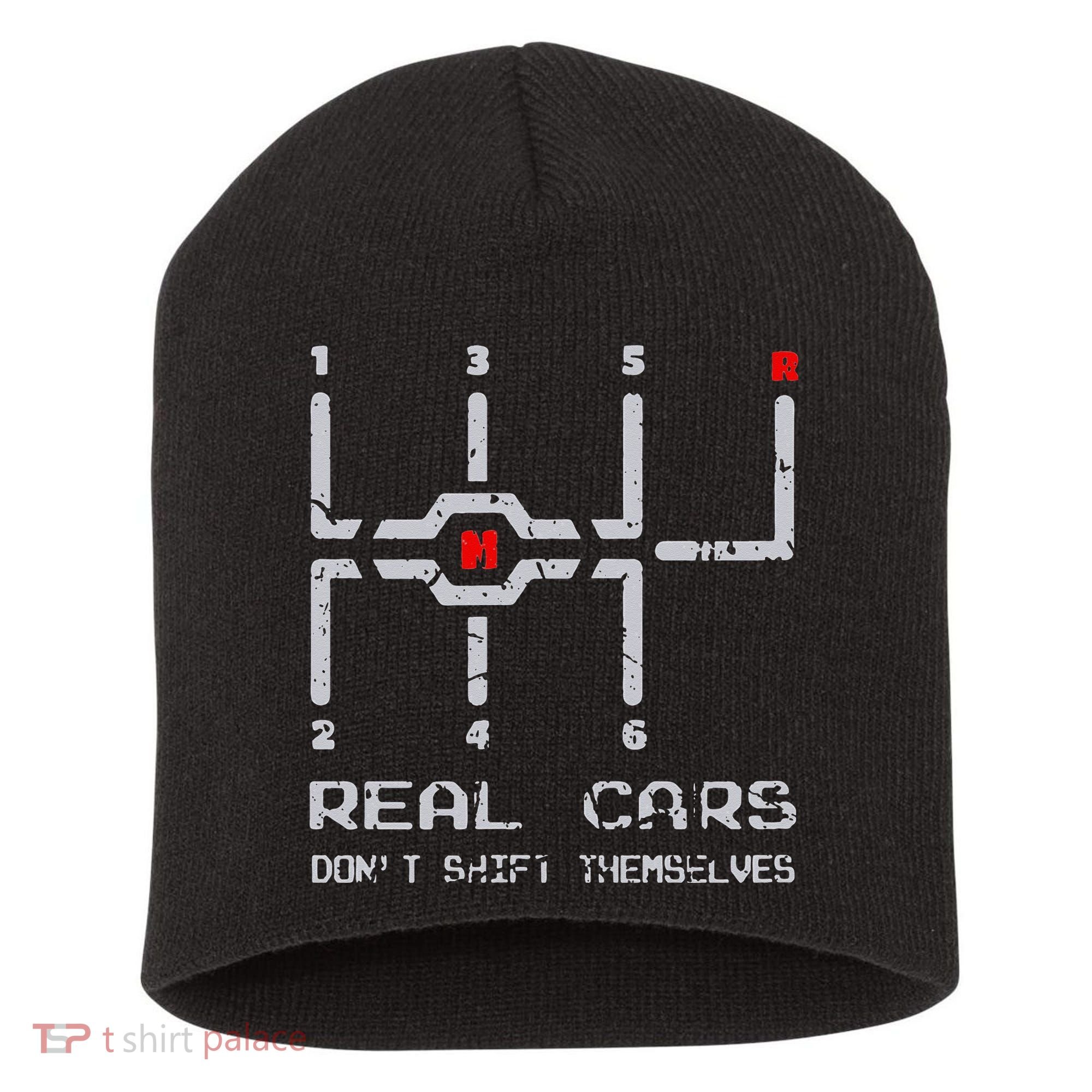 Real Cars Don't Shift Themselves Distressed Drifting Short Acrylic Beanie