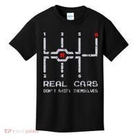 Real Cars Don't Shift Themselves Distressed Drifting Kids T-Shirt thumb 0