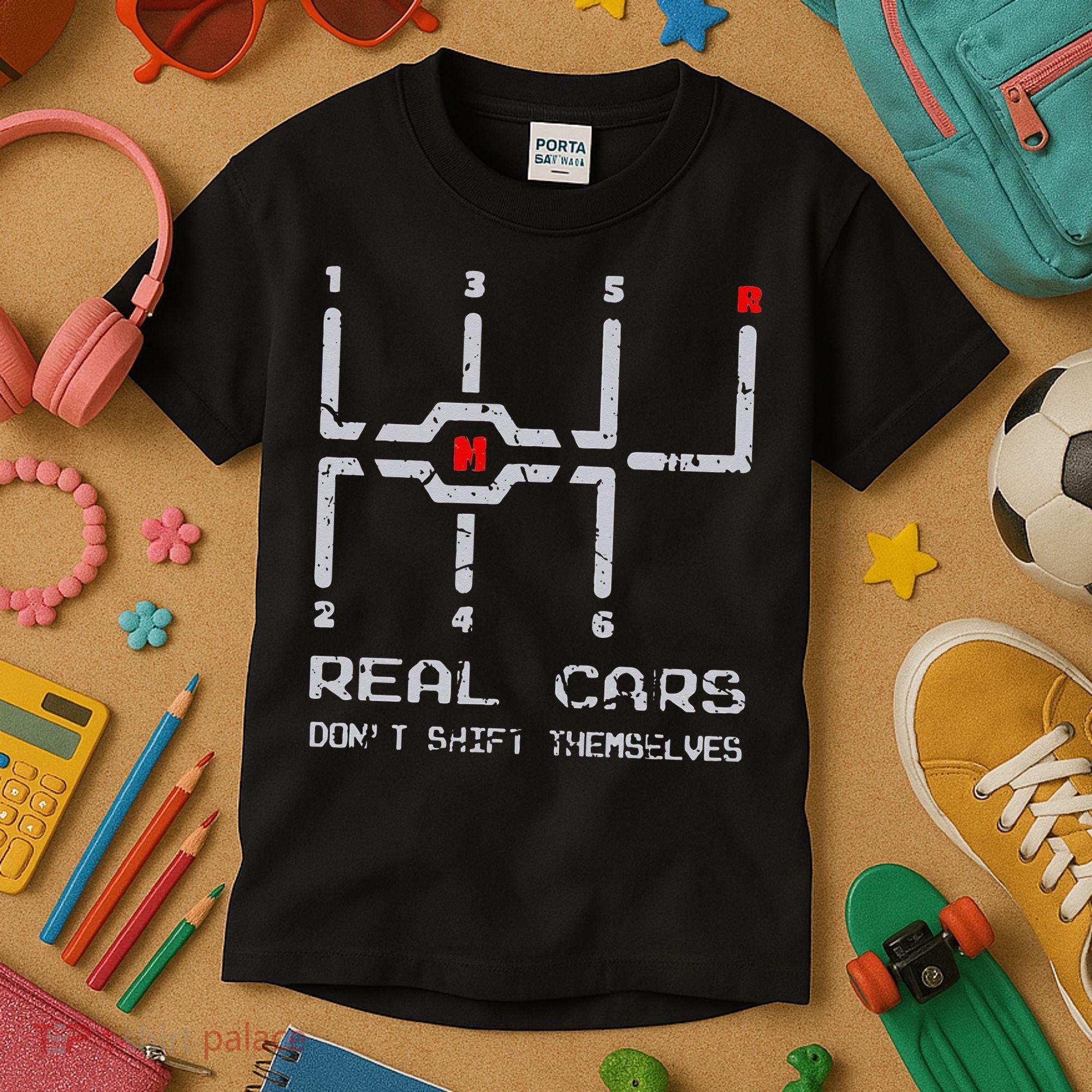 Real Cars Don't Shift Themselves Distressed Drifting Kids T-Shirt