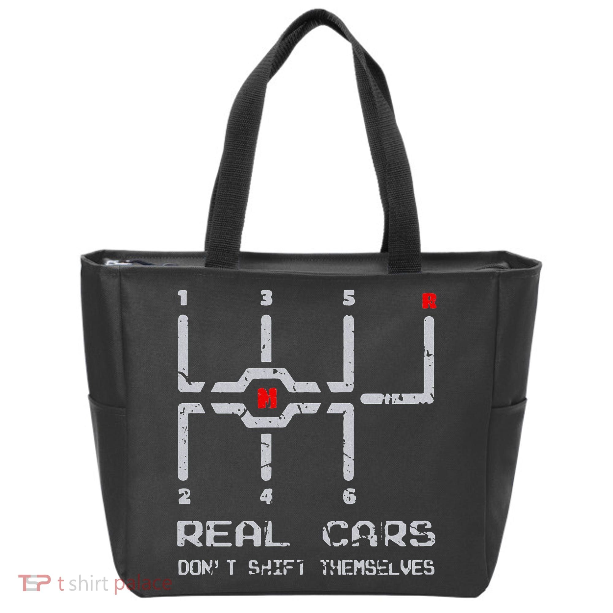 Real Cars Don't Shift Themselves Distressed Drifting Tote Bag