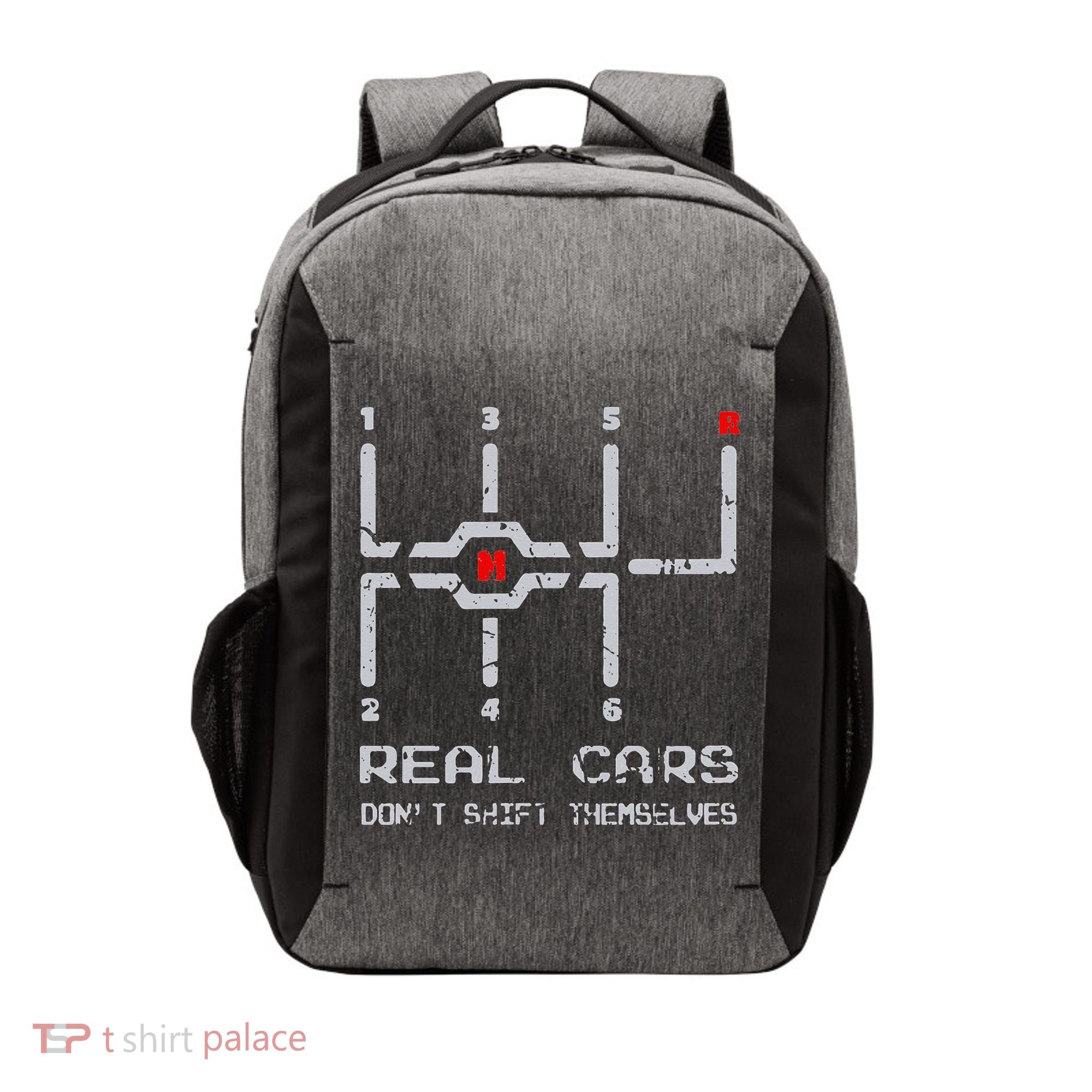 Real Cars Don't Shift Themselves Distressed Drifting Vector Backpack