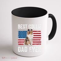 Rough Collie Dad American Flag Collie Dog Lover Owner Funny Coffee Mug thumb 1