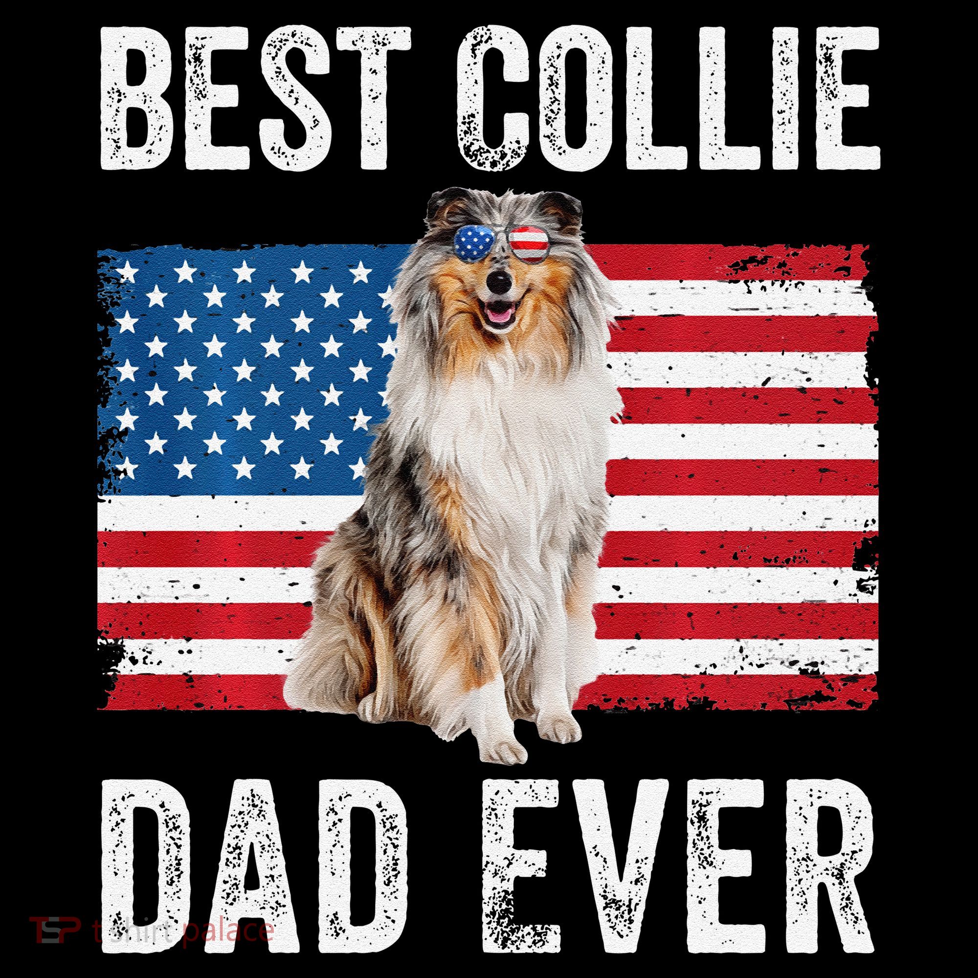 Rough Collie Dad American Flag Collie Dog Lover Owner Funny Coffee Mug