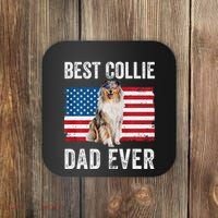 Rough Collie Dad American Flag Collie Dog Lover Owner Funny Coaster thumb 0