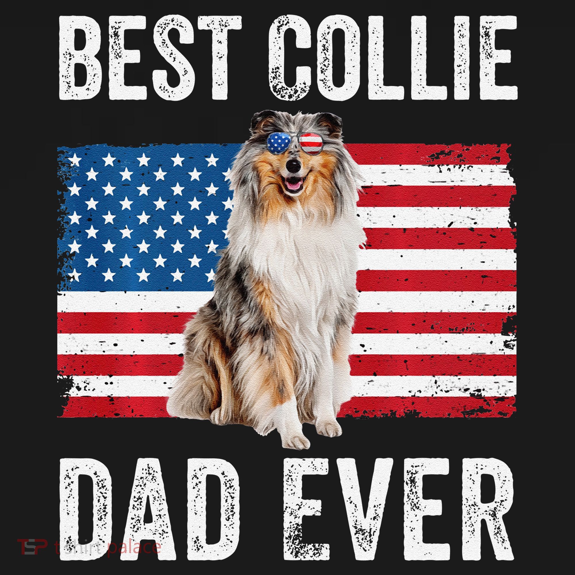 Rough Collie Dad American Flag Collie Dog Lover Owner Funny Tank Top
