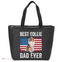 Rough Collie Dad American Flag Collie Dog Lover Owner Funny Tote Bag thumb 0