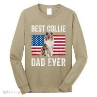 Rough Collie Dad American Flag Collie Dog Lover Owner Funny Long Sleeve Shirt thumb 0