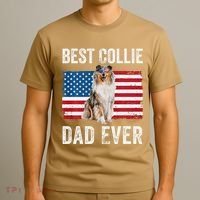 Rough Collie Dad American Flag Collie Dog Lover Owner Funny T-Shirt thumb 3