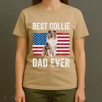 Rough Collie Dad American Flag Collie Dog Lover Owner Funny T-Shirt thumb 4
