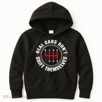 Real Cars Don't Shift Themselves Funny Auto Racing Mechanic  Kids Hoodie thumb 0