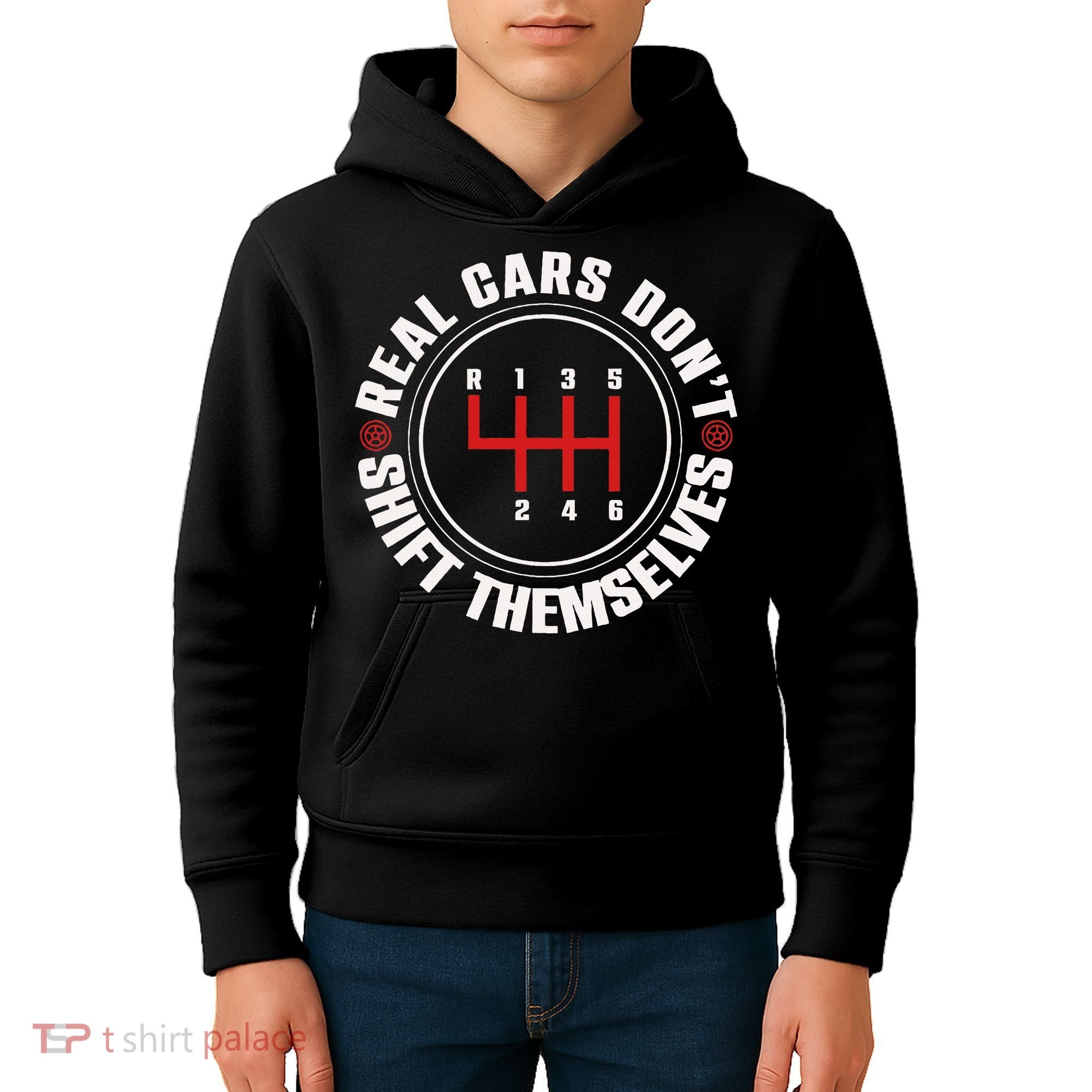 Real Cars Don't Shift Themselves Funny Auto Racing Mechanic  Kids Hoodie