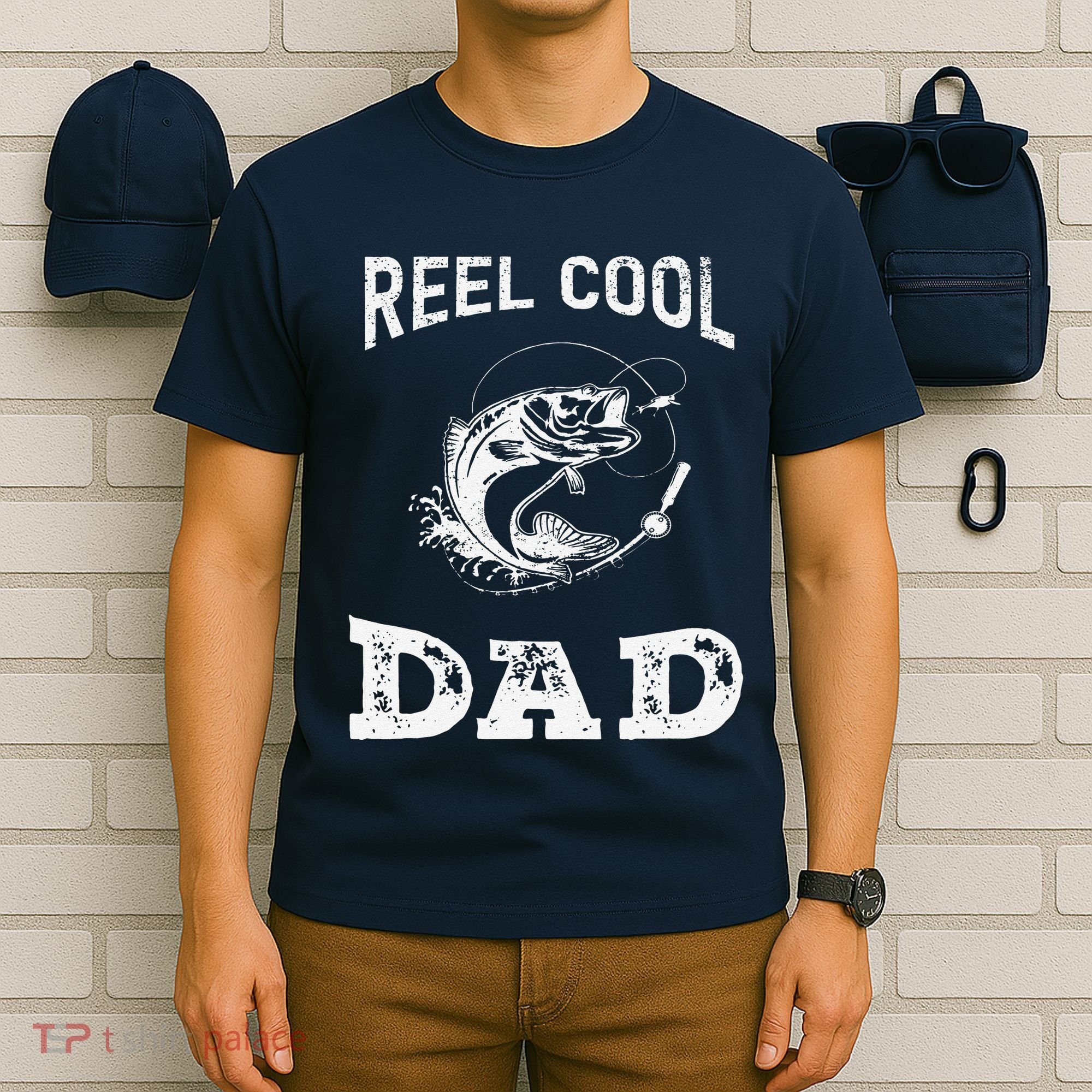 Reel Cool Dad Papa Fisherman Daddy FatherS Day Fishing Gift T-Shirt