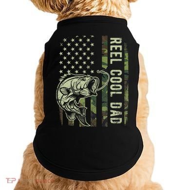 Reel Cool Dad Camouflage American Flag Doggie Tank