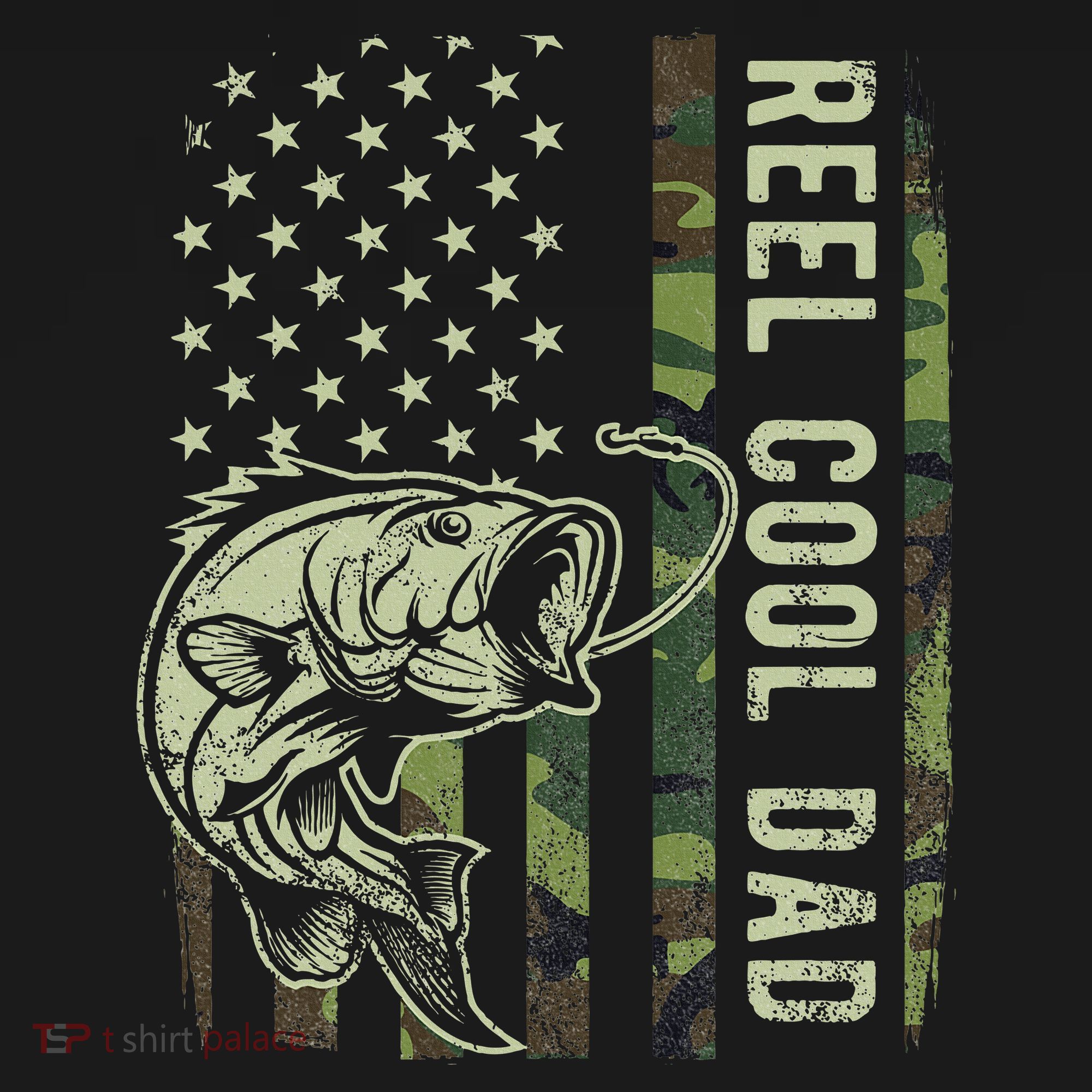 Reel Cool Dad Camouflage American Flag Backpack