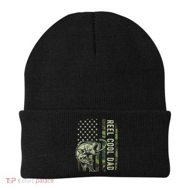 Reel Cool Dad Camouflage American Flag Beanie