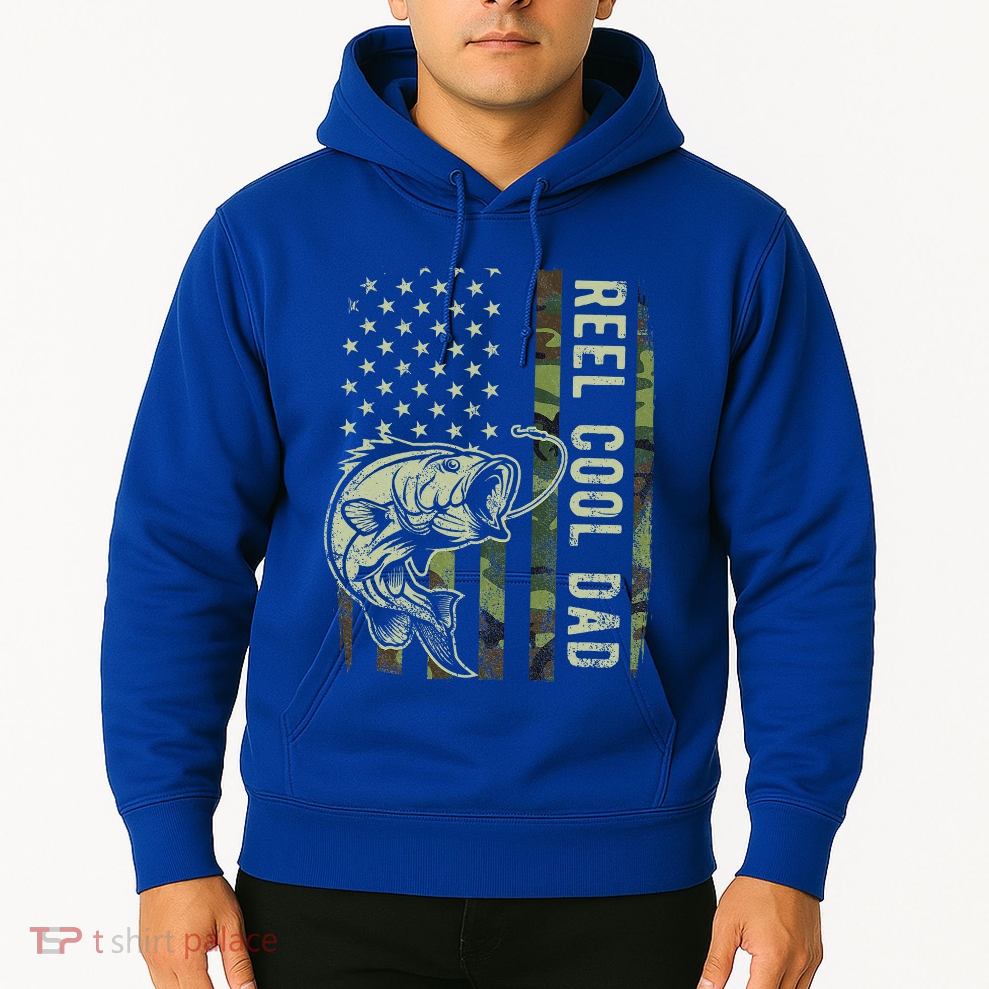 Reel Cool Dad Camouflage American Flag Hoodie