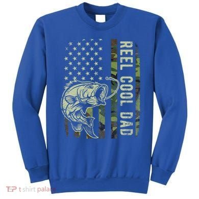Reel Cool Dad Camouflage American Flag Sweatshirt
